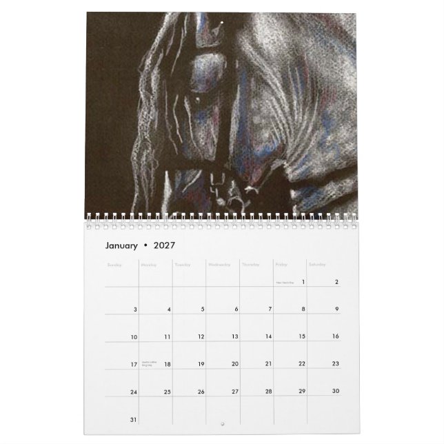 Calendario Caballos, el arte de Nancy J. Bailey (Jan 2027)