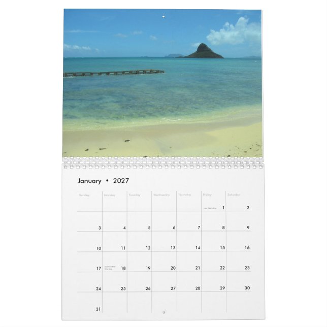 Calendario Cabaña 2013 de la playa de Oahu (Jan 2027)