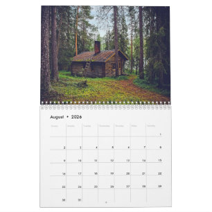 Calendario Cabañas Rústicas del Bosque y Fotos de Naturaleza