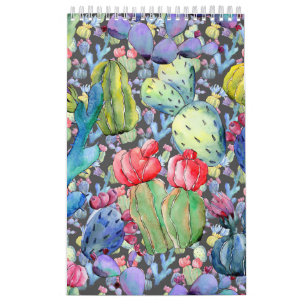 Calendario Cactus Abstract Watercolor