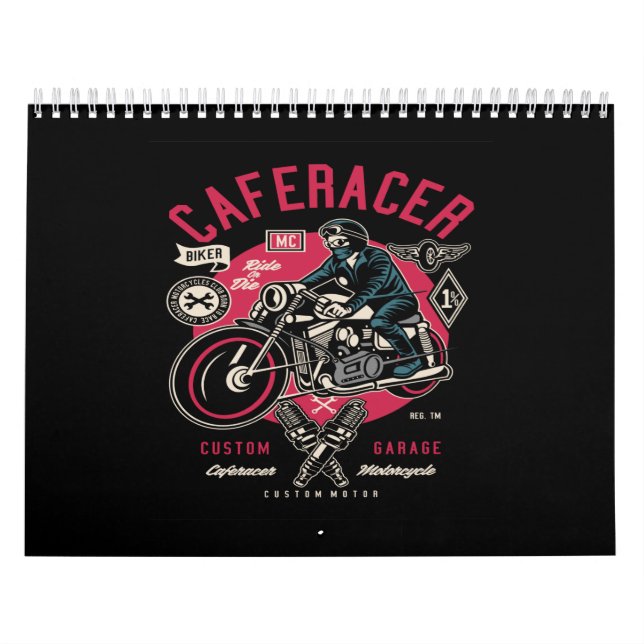 Calendario café racer personalizado garaje (Tapa)
