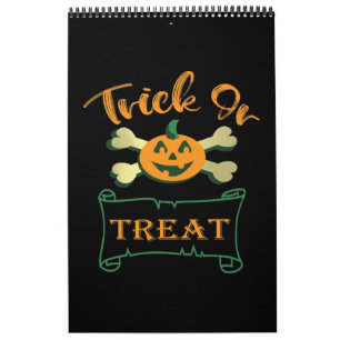 Calendario Calabaza de Halloween con truco o tratar cruces