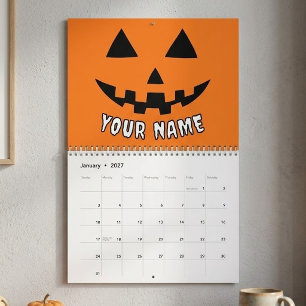 Calendario Calabaza Naranja Personalizada de Halloween con Tu