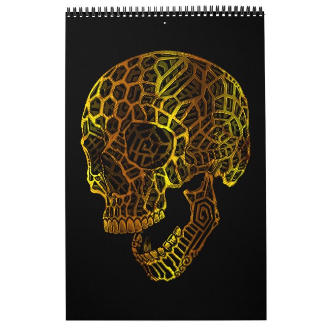 Calendario Calavera geométrica con patrones intrincados (Tapa)