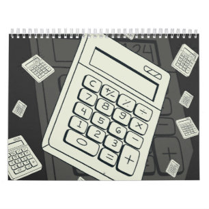 Calendario Calculadora minimalista y ilustración de patrón ma