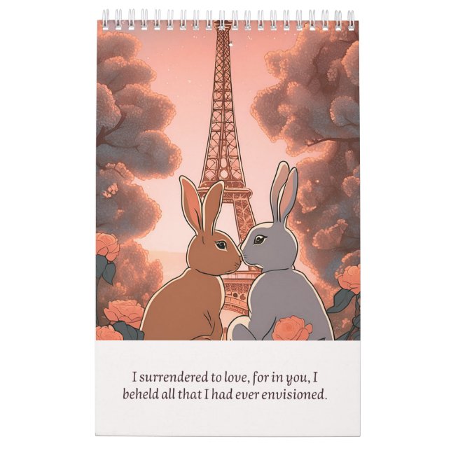 Calendario Calendar romantic rabbit (Reverso)