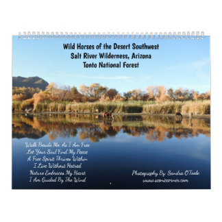 Calendario Calendario, caballos salvajes, río salado, Arizona