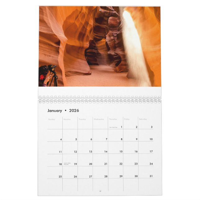 Calendario Calendario, cascadas de la luz, fotos del paisaje, (Jan 2026)