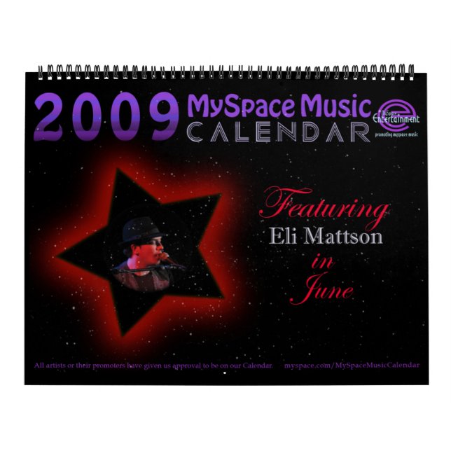 Calendario ¡CALENDARIO de la MÚSICA de 2009 MYSPACE que (Tapa)