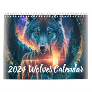 Calendario Calender de arte del Ilustracion Wolf de 2024