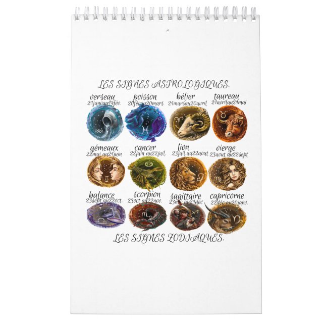 Calendario calendrier avec les signes astrologiques  (Tapa)
