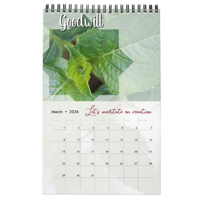 Calendario Calendrier Dieu méditation jardin : étoile & mot (Mar 2026)