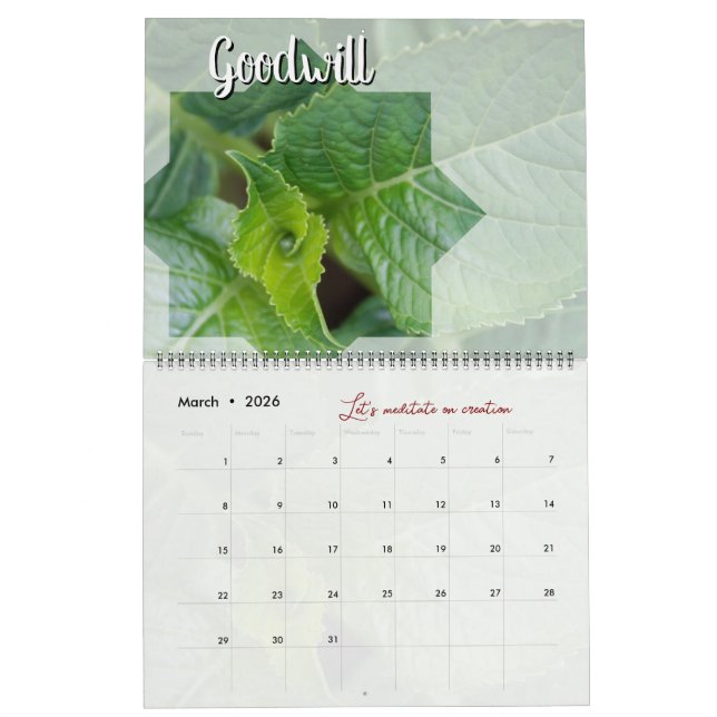 Calendario Calendrier Dieu méditation jardin : étoile & mot (Mar 2026)