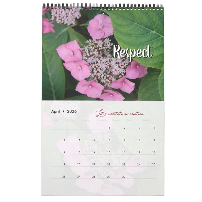 Calendario Calendrier Dieu méditation photo jardin : mots (Apr 2026)