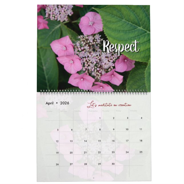 Calendario Calendrier Dieu méditation photo jardin : mots (Apr 2026)