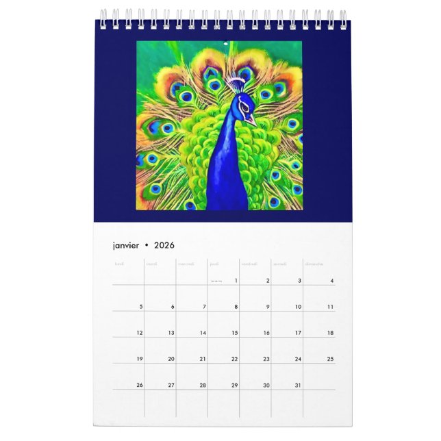 Calendario Calendrier double page Petit, Blanc Animaux  (Jan 2026)