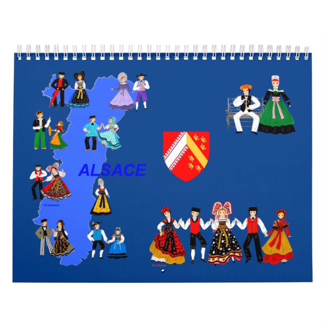Calendario Calendrier, Folklore d'Alsace, France (Tapa)