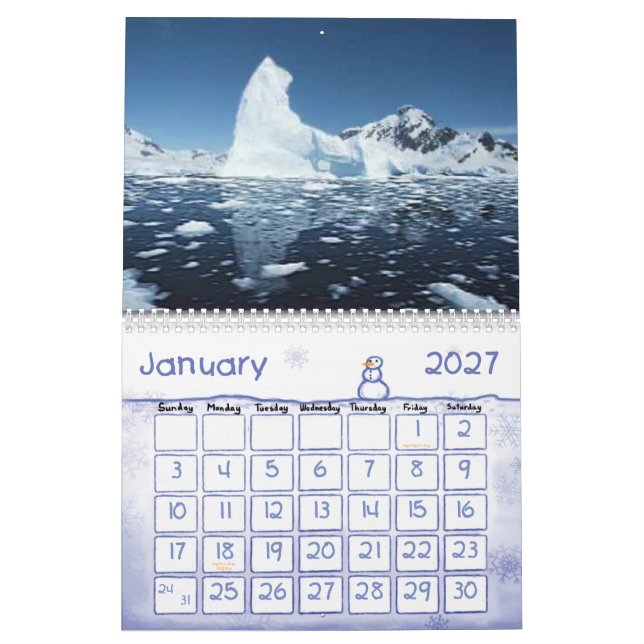 Calendario Calentamiento del planeta del cuidado (Jan 2027)