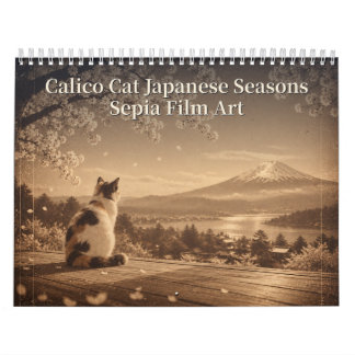 Calendario Calico Cat Japanese Seasons Sepia Film Art