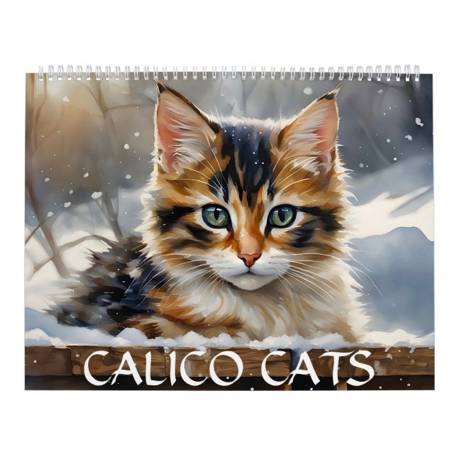 Calendario Calico Cats Watercolor Art 12-Mes 2026 Wall (Tapa)