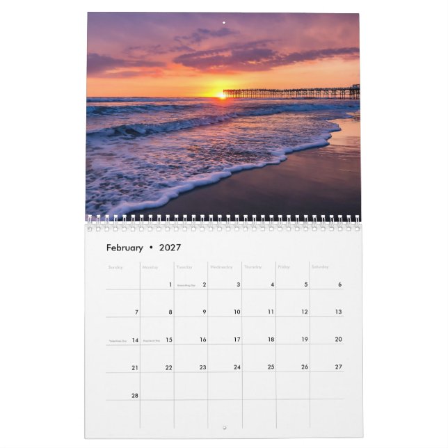 Calendario California Sunset 2026 (Feb 2027)
