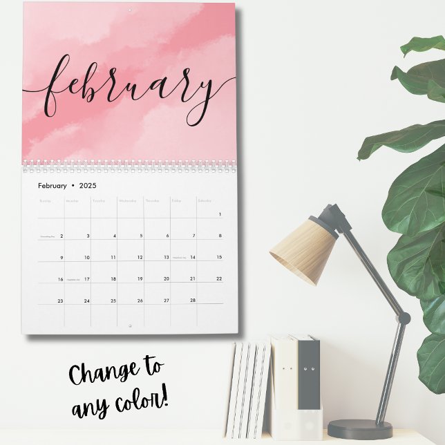 Calendario Caligrafía de guión simple minimalista de cualquie (Minimalist Simple Script Calligraphy Any Year Calendar)