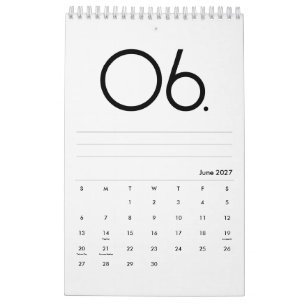 Calendario Caligrafía moderna elegante en blanco y negro