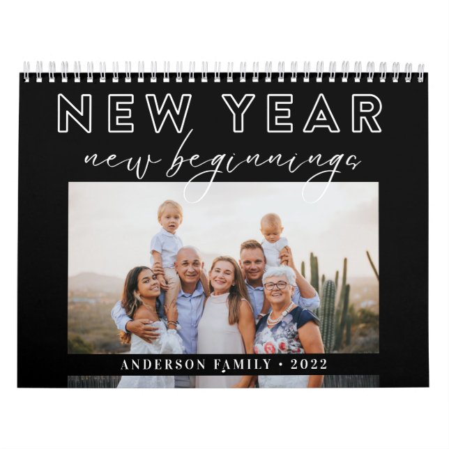 Calendario Caligrafía Personalizado de Año Nuevo Año Nuevo (Tapa)