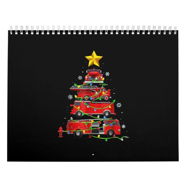 Calendario Camión de bomberos árbol de Navidad hombres mujere (Tapa)
