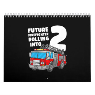 Calendario Camión de bomberos de niños 2º cumpleaños Fuego de