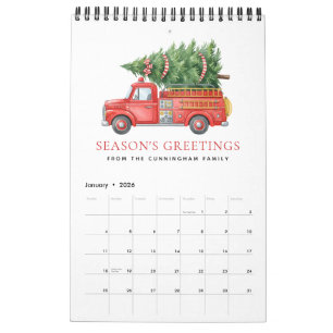 Calendario Camión de bomberos moderno personalizado de Navida
