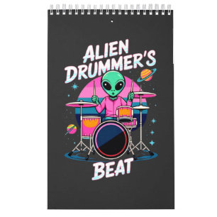 Calendario Camiseta Beat de Alien Drummer - Gráfica divertida