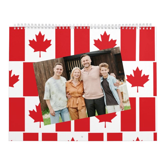 Calendario Canada | Insertar foto patrón de bandera canadiens (Tapa)