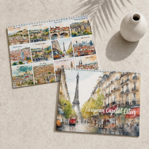Calendario Capitales Europeas 2026 Arte de Viaje en Acuarela