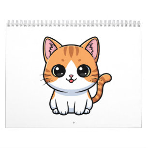 Calendario Carácter de gatito atigrado naranja lindo
