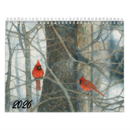 Calendario Cardenales al Acuarela 2026