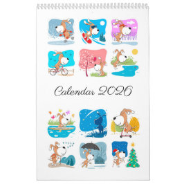 Calendario Cartoon Funny Cute Puppy Dog Lover 2026