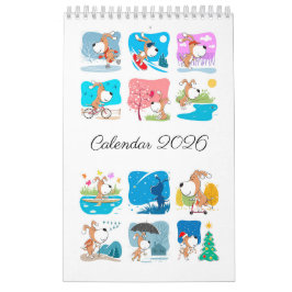 Calendario Cartoon Funny Cute Puppy Dog Lover 2026