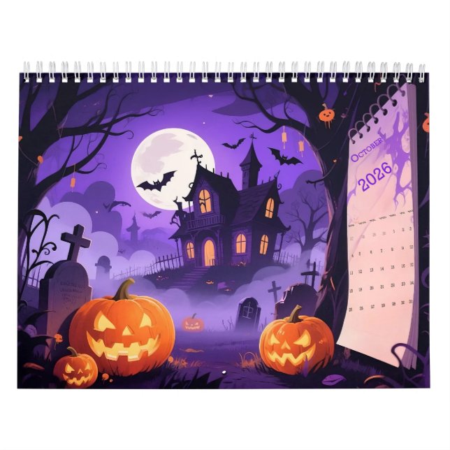 Calendario Cartoon-style Halloween art (Tapa)