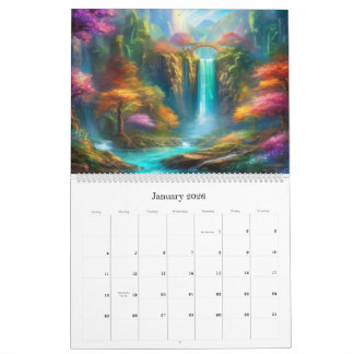 Calendario Cascadas en Acuarela