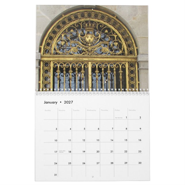 Calendario Castillo francés de Versalles (Jan 2027)