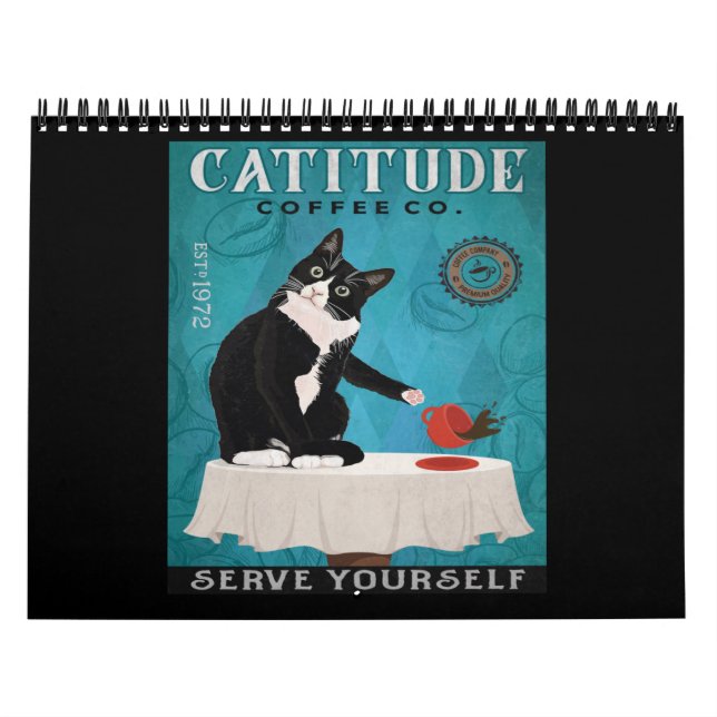 Calendario Catitude Tuxedo Cat Coffee Company Funny Tuxedo (Tapa)