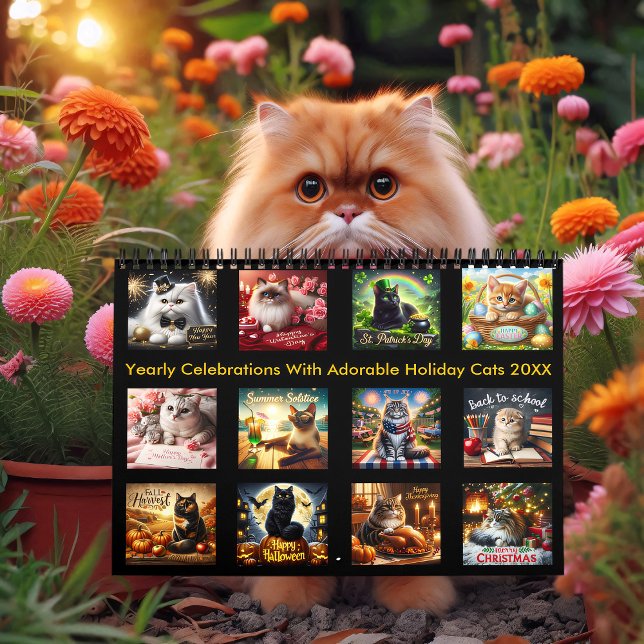 Calendario Celebraciones anuales gatos de vacaciones adorable (Subido por el creador)