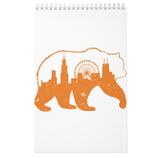 Calendario Centro de Chicago City Apparel Walking Bear Silhou (Tapa)