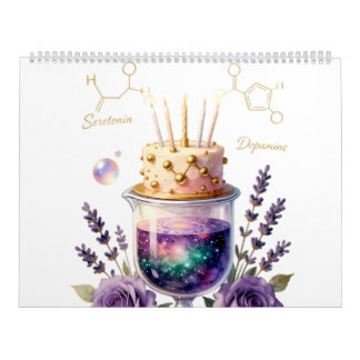 Calendario Chemistry Birthday Celebration Flask and Floral Ca