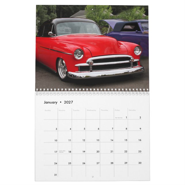 Calendario Chevys de los años 50 (Jan 2027)