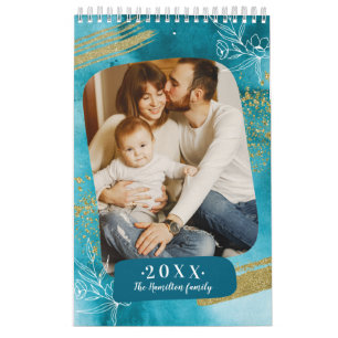 Calendario Chic Acuarela Foto Personalizada 2022 Familia