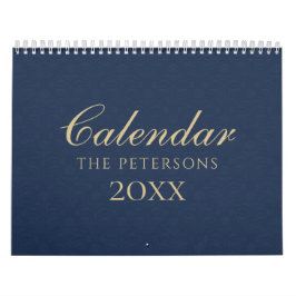 Calendario Chic Blue Damask Newly Married Photo Calendar