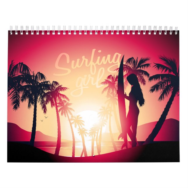Calendario Chica de surf al amanecer (Tapa)