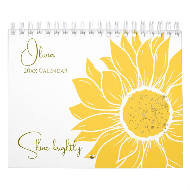 Calendario Chica inspirador personalizado Shine Brightly (Tapa)